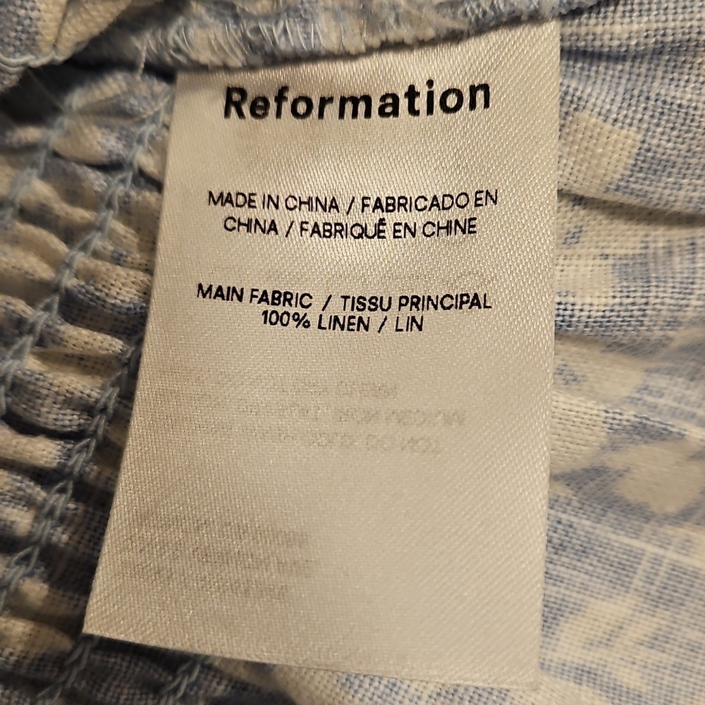 💕REFORMATION💕 Cambria Linen Top ~ Sofie Blue Floral Print Small S NWT - Picture 13 of 14